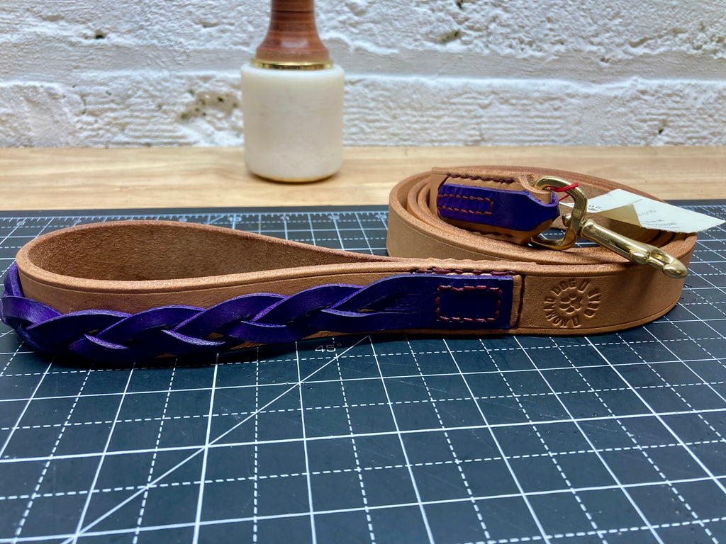 Heavy-Duty Leather Leash w/Braided Accent