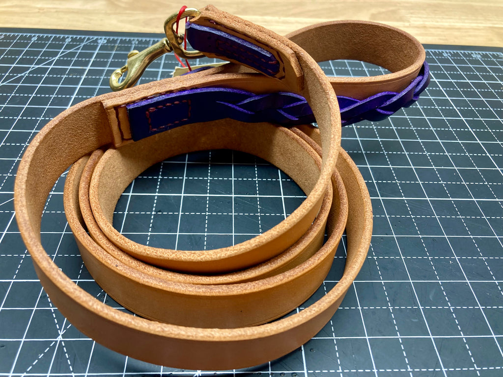 Heavy-Duty Leather Leash w/Braided Accent