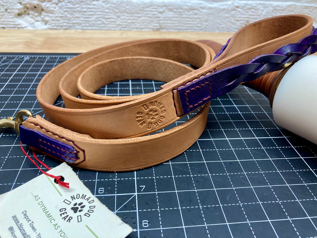 Heavy-Duty Leather Leash w/Braided Accent