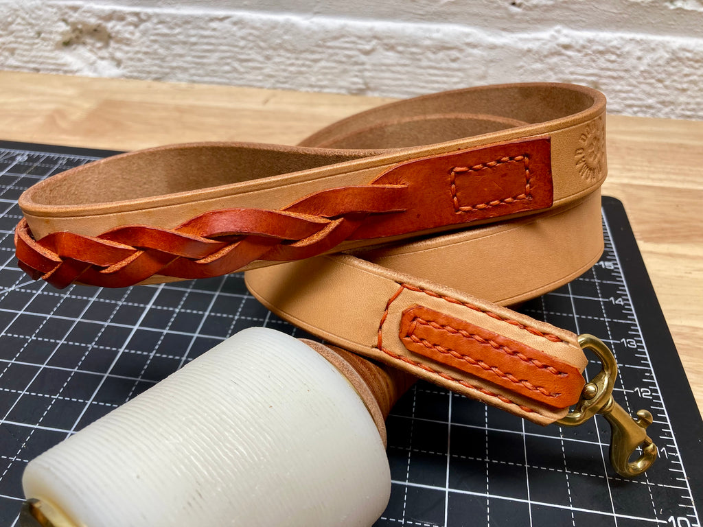 Heavy-Duty Leather Leash w/Braided Accent