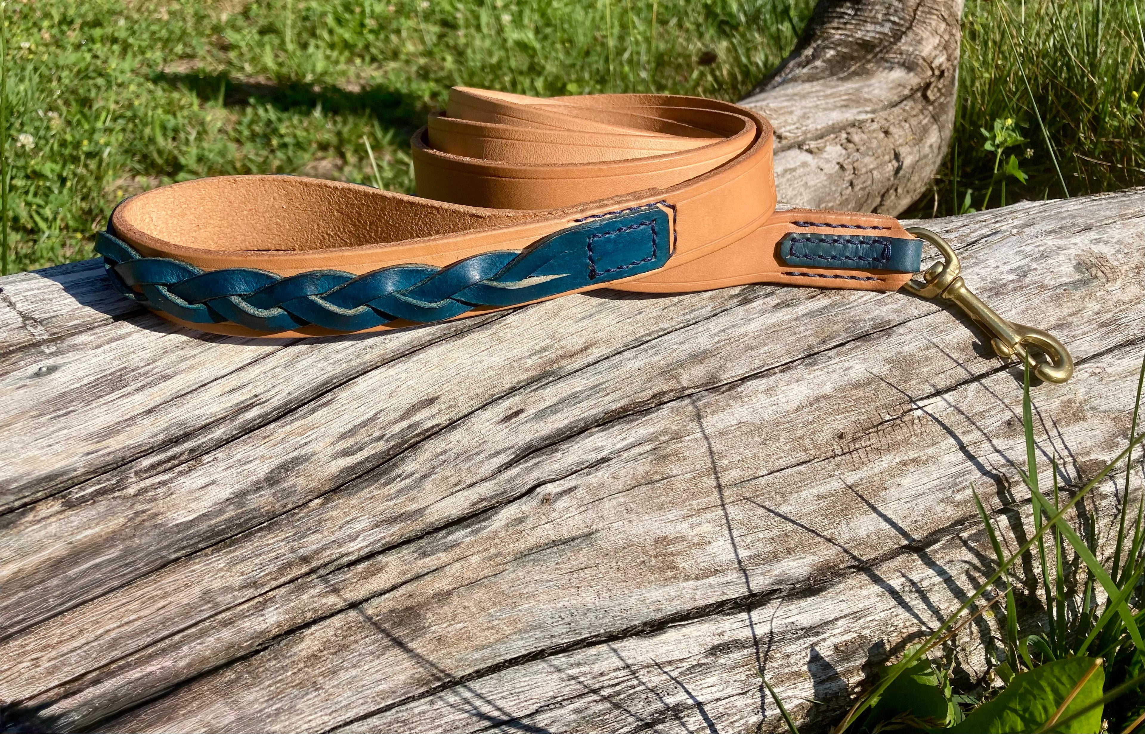 Heavy-Duty Leather Leash w/Braided Accent