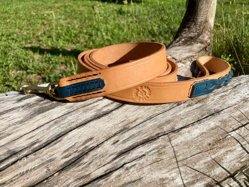 Heavy-Duty Leather Leash w/Braided Accent