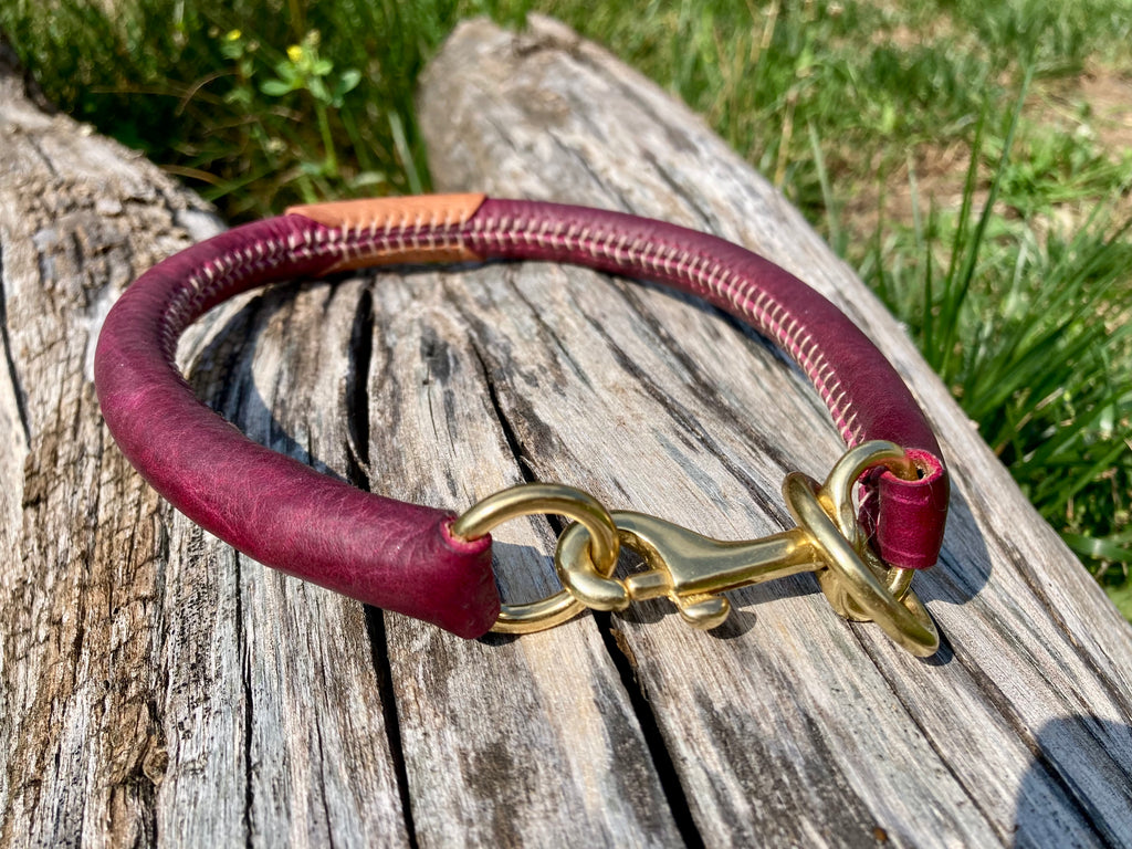 Rolled Vachetta Leather Collar / Slip Collar